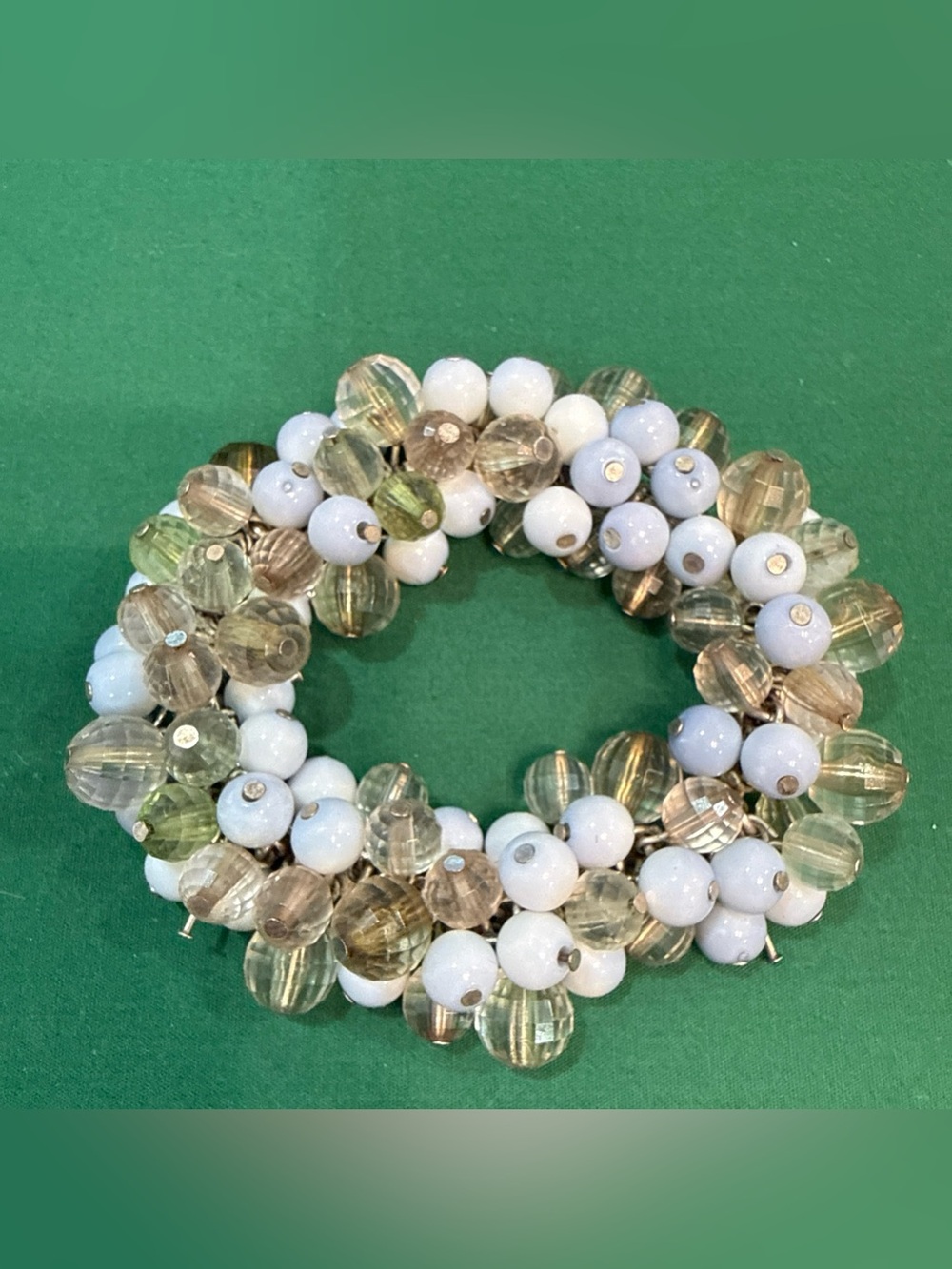 Multi Tiered Stretch Bracelet Spherical Faceted And Smooth Beads. 66F